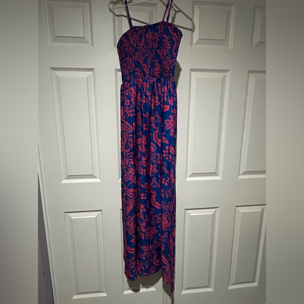 Floral Blue and Pink Maxi Dress